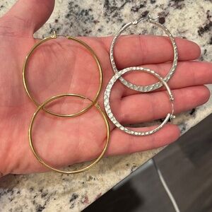 Elegant Gold and Silver Hoop Earrings